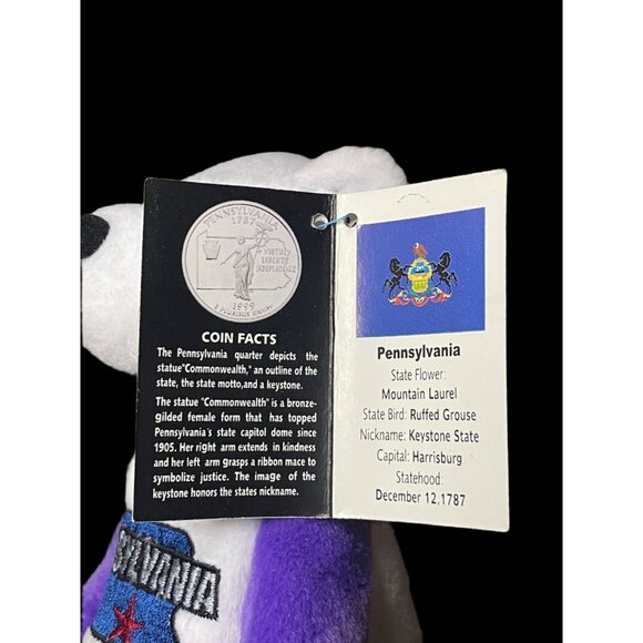 1999 Limited Treasures Pennsylvania State Quarter Coin Bean Bear Plush - Picture 5 of 5